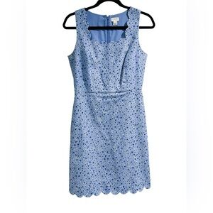 J. Crew Factory Blue Floral Scalloped Sleeveless Mini Dress Size Small
